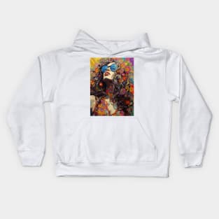 Hippie girl enjoying the sun Kids Hoodie